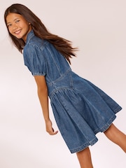 Lipsy Blue Denim Collar Diamante Dress (5-16yrs) - Image 5 of 5