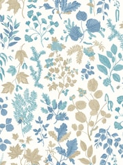 Hoopla Walls Denim Mix Botanical Leaves A4 Wallpaper Sample - Image 1 of 1