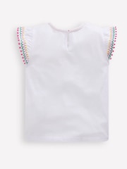 Boden White Flutter Sleeve Trim Top - Image 2 of 3