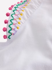 Boden White Flutter Sleeve Trim Top - Image 3 of 3