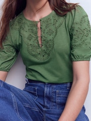 綠色 - Boden Ada Broderie Mix Top - 圖片 2，共 5