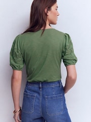 綠色 - Boden Ada Broderie Mix Top - 圖片 3，共 5