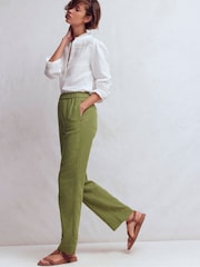 Boden Green Pull-on Double Cloth Trousers - Image 1 of 6