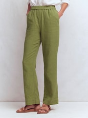 Boden Green Pull-on Double Cloth Trousers - Image 4 of 6