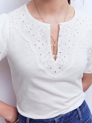 白色 - Boden Ada Broderie Mix Top - 圖片 2，共 5