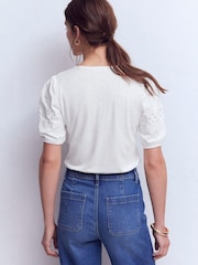 白色 - Boden Ada Broderie Mix Top - 圖片 3，共 5