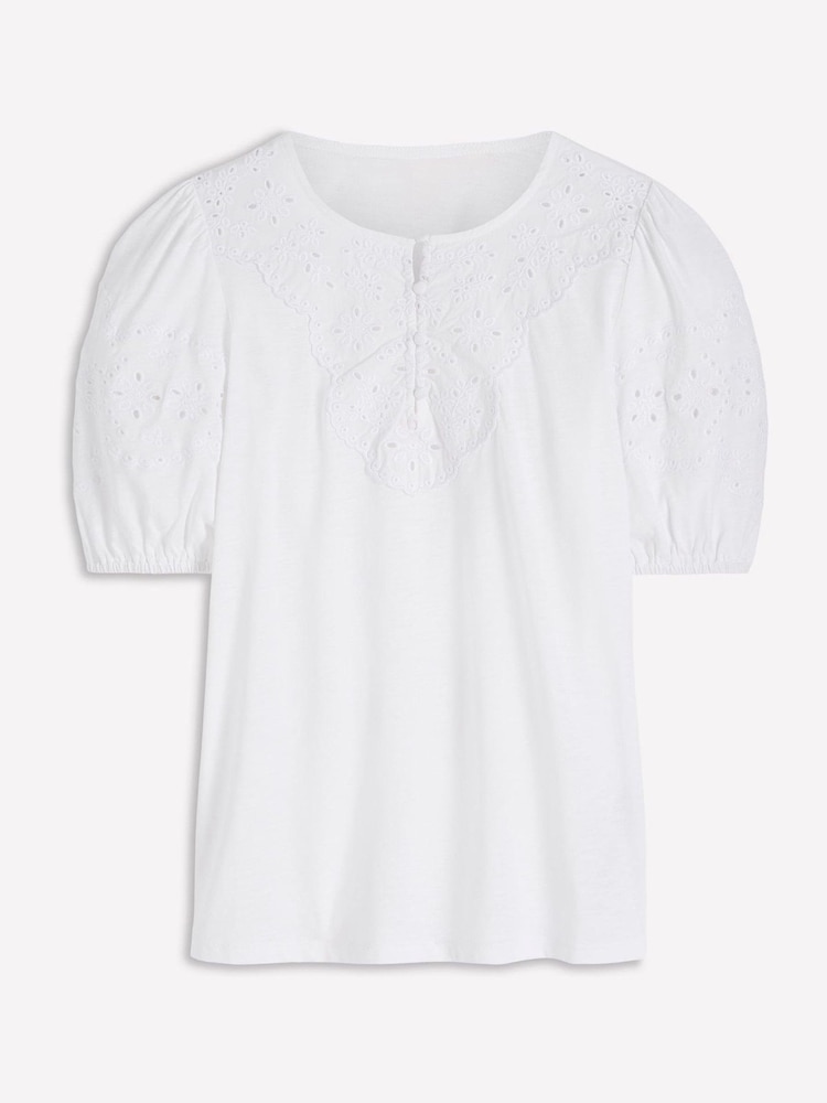 白色 - Boden Ada Broderie Mix Top - 圖片 5，共 5