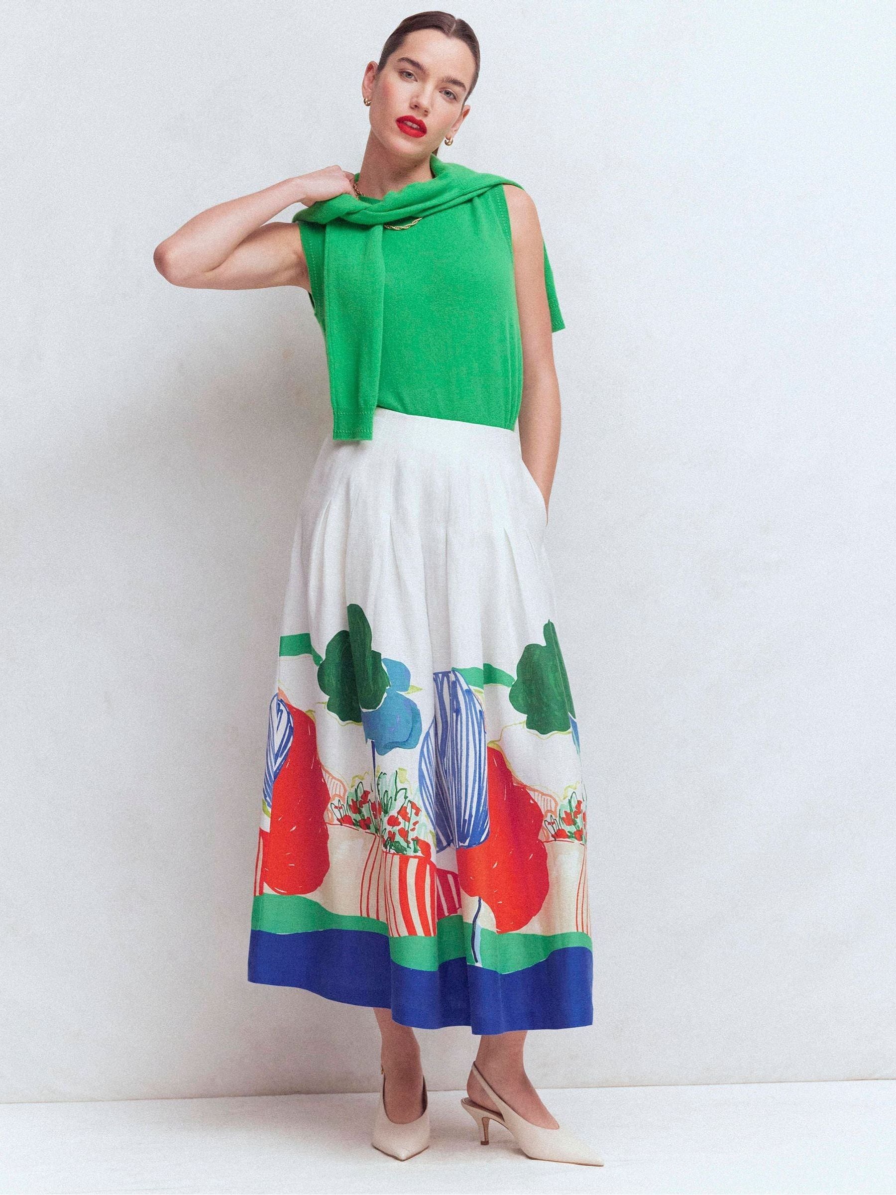 Buy Boden White Valentina Linen Skirt from Next USA