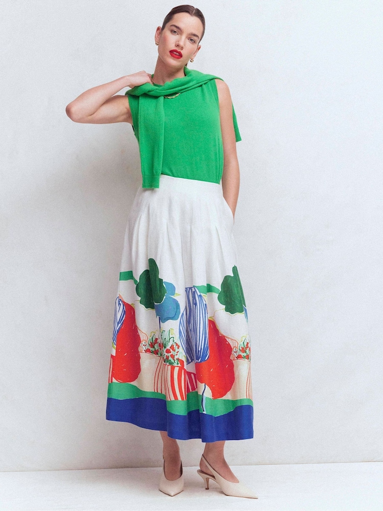 ホワイト - Boden Valentinaリネンスカート - 画像 1 / 6