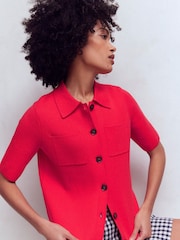 Boden Red Short Sleeve Knit Shirt - Image 4 of 7