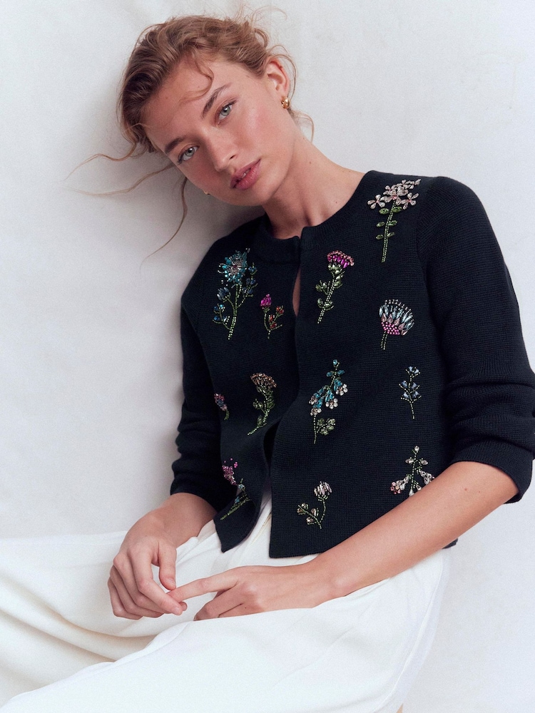 Boden Embellished Crop Cardigan - Imaginea 1 din 8