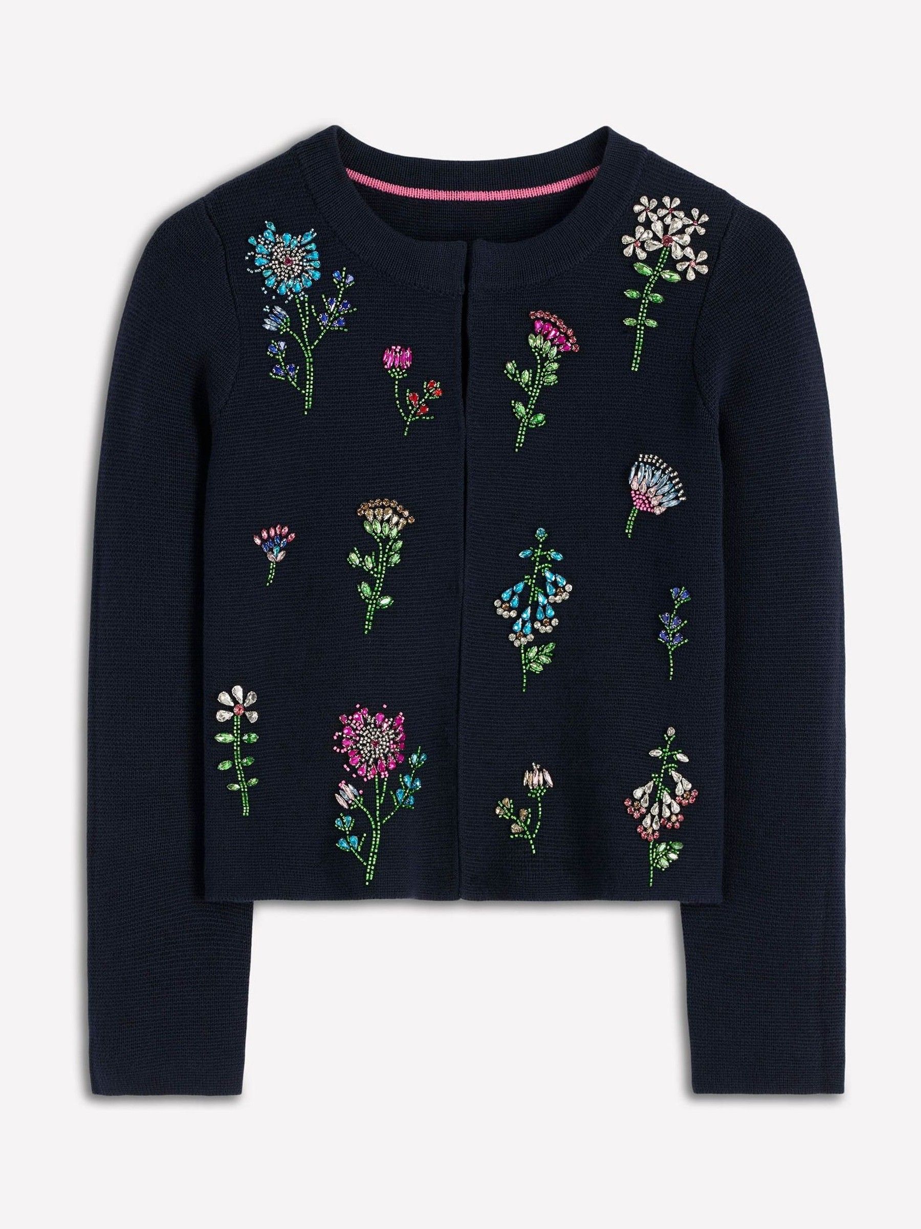 Buy Boden Blue Embellished Crop Cardigan from Next USA