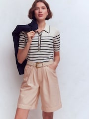 Boden Cream Denim Bermuda Shorts - Image 1 of 6