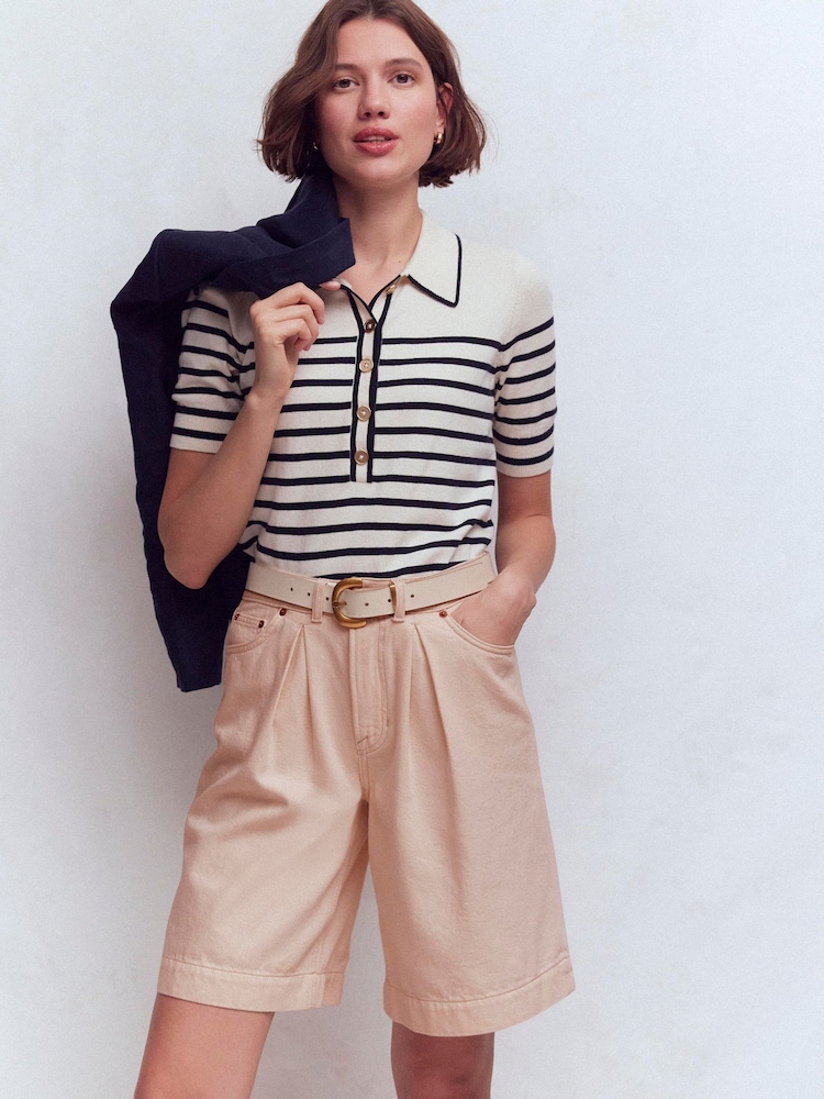 Boden Cream Denim Bermuda Shorts - Image 1 of 6