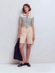 Boden Cream Denim Bermuda Shorts - Image 4 of 6