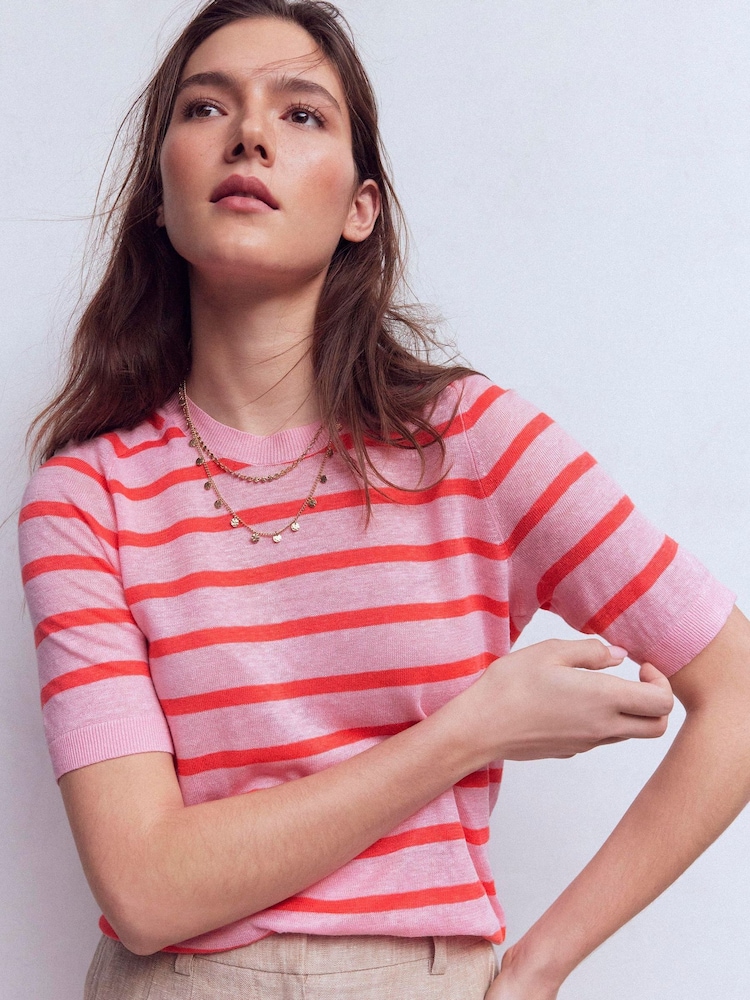 Boden Agnes Linen Button T-Shirt - صورة 1 من 6