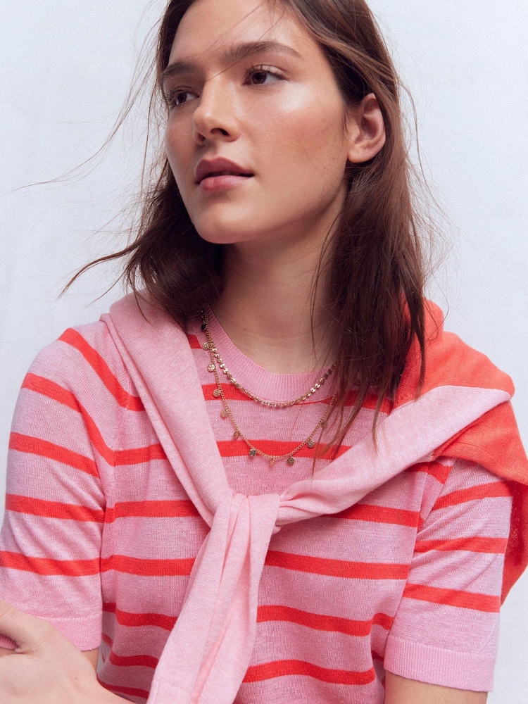 Boden Agnes Linen Button T-Shirt - صورة 2 من 6