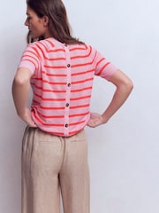 Boden Agnes Linen Button T-Shirt - صورة 3 من 6