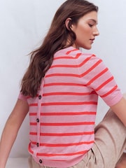 Boden Agnes Linen Button T-Shirt - صورة 4 من 6