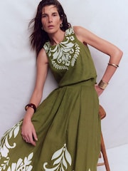 Boden Green Sofia Embroidered Linen Top - Image 1 of 7