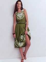 Boden Green Sofia Embroidered Linen Top - Image 4 of 7