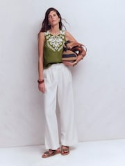 Boden Green Sofia Embroidered Linen Top - Image 6 of 7