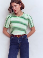 Boden Ivory Ali Scallop T-Shirt - Image 4 of 5