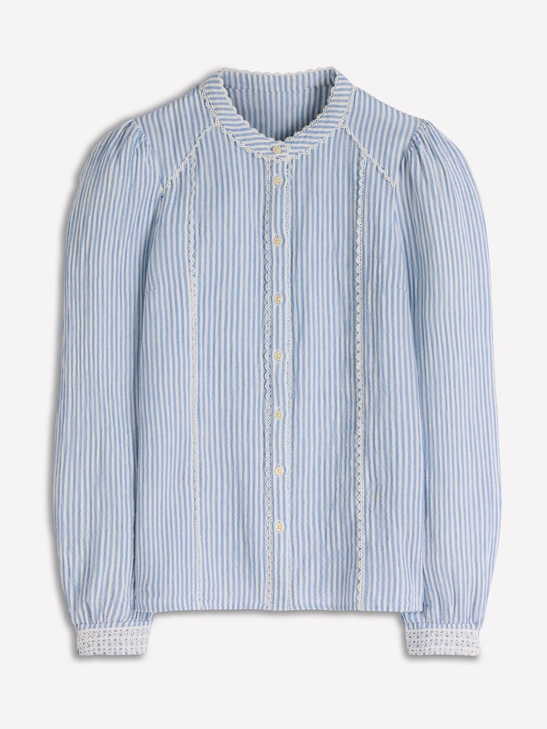 Buy Boden Blue Rhea Trim Doublecloth Top from the Next UK online shop