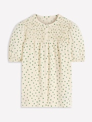 Boden Cream Mya Short Sleeve Smocked Shirt - Image 5 of 5