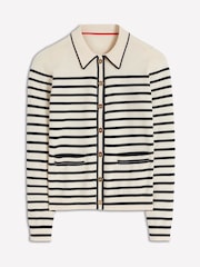 Boden Cream Liz Knitted Collared Cardigan - Image 6 of 7