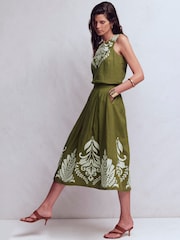 Boden Green Verity Linen Midi Skirt - Image 1 of 6