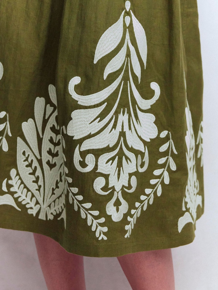 Boden Green Verity Linen Midi Skirt - Image 2 of 6