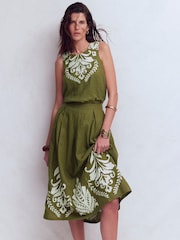 Boden Green Verity Linen Midi Skirt - Image 4 of 6