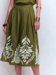 Boden Green Verity Linen Midi Skirt - Image 5 of 6