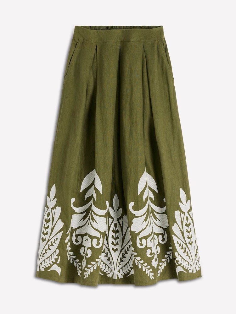 Boden Green Verity Linen Midi Skirt - Image 6 of 6