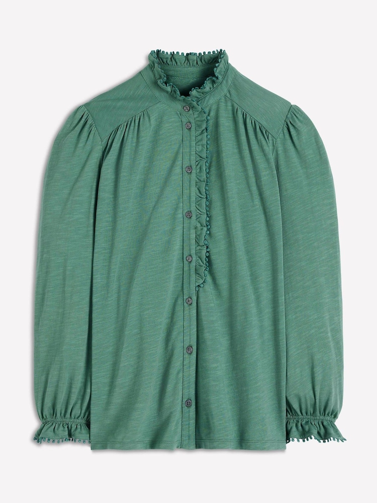 Boden Emily Pom Detail Ruffle Shirt - Imaginea 5 din 5
