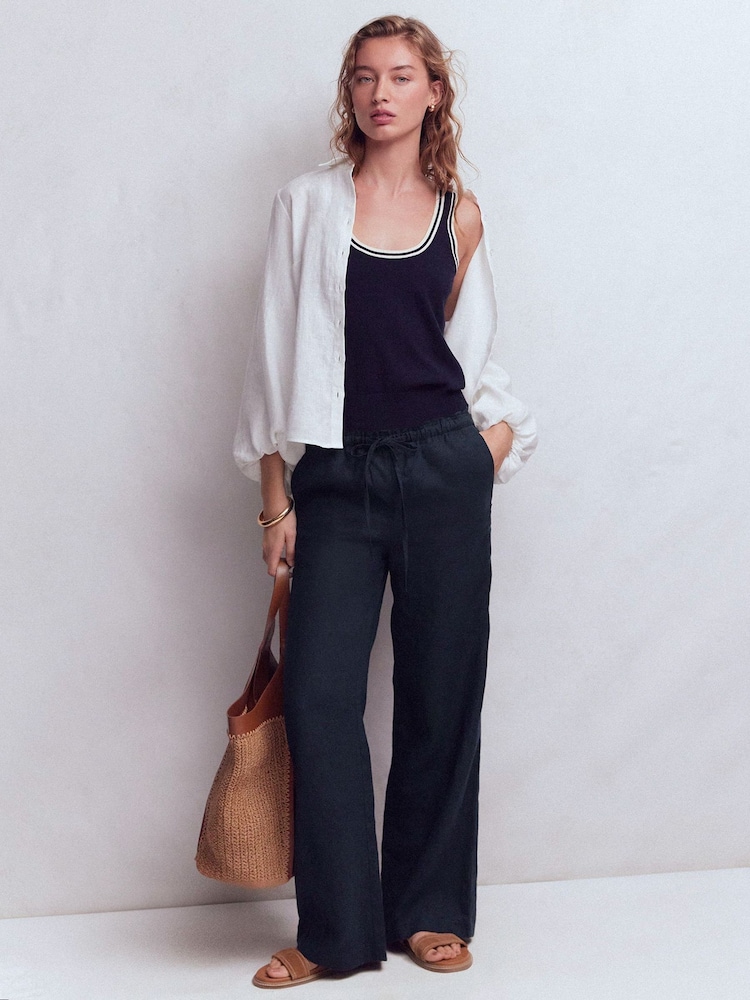 Boden Blue Islington Linen Trousers - Image 1 of 2