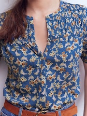 Boden Navy Mya Short Sleeve Smocked Shirt - Image 2 of 5