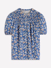 Boden Navy Mya Short Sleeve Smocked Shirt - Image 5 of 5