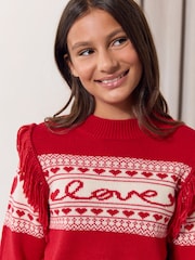 Lipsy Red Fringe Detail Knit Jumper (5-16yrs) - Image 5 of 6