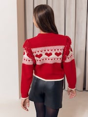 Lipsy Red Fringe Detail Knit Jumper (5-16yrs) - Image 6 of 6