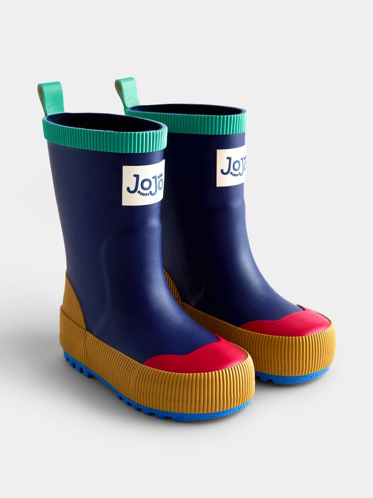 JoJo Maman Bébé Blue Colourblock Wellies - Image 1 of 4 JoJo Maman Bébé Blue Colourblock Wellies - Image 1 of 4