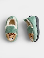 JoJo Maman Bébé Green Highland Cow Slipper Shoe - Image 3 of 4