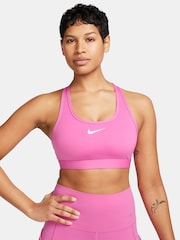 Nike Pink Swoosh Medium Support Padded Sports Bra - Image 3 of 7