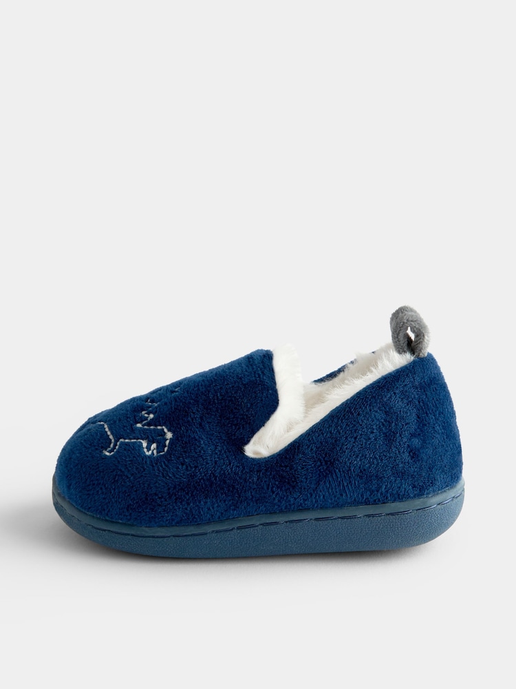 JoJo Maman Bébé Navy Dinosaur Slipper Shoe - Image 4 of 4