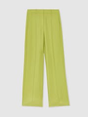 Reiss Green Jodie Petite Textured-Weave Wide-Leg Suit Trousers - Image 2 of 7