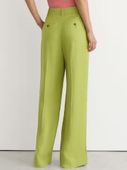 Reiss Green Jodie Petite Textured-Weave Wide-Leg Suit Trousers - Image 5 of 7