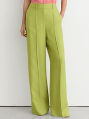 Reiss Green Jodie Textured-Weave Wide-Leg Suit Trousers - Image 3 of 6
