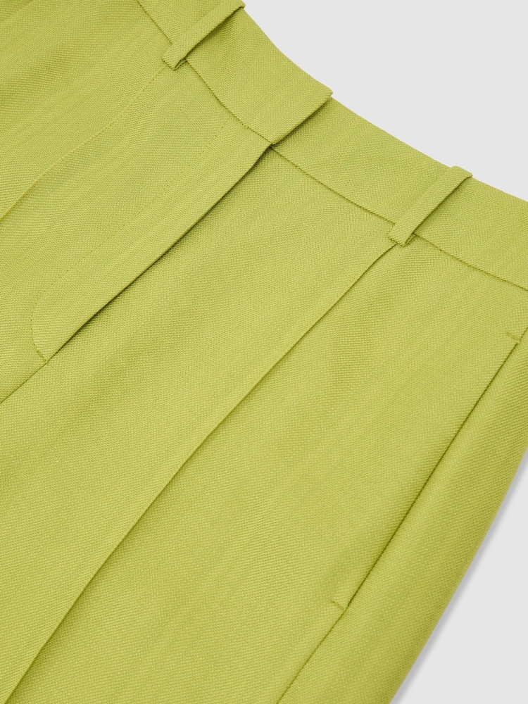 Reiss Green Jodie Textured-Weave Wide-Leg Suit Trousers - Image 6 of 6