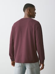 Burgundy Red Relaxed Fit Heavyweight Long Sleeve T-Shirt - Image 3 of 7